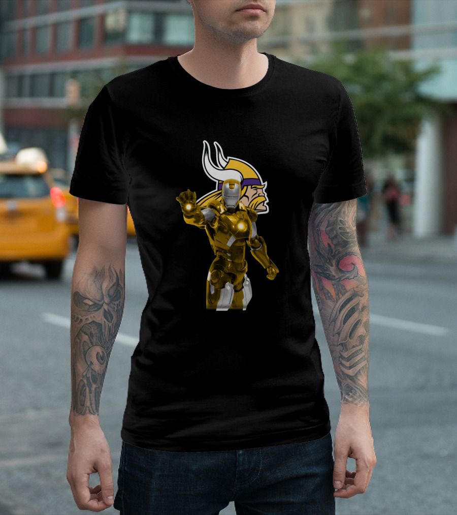 Iron Man Meets Minnesota Vikings Enthusiast Crossover T-Shirt