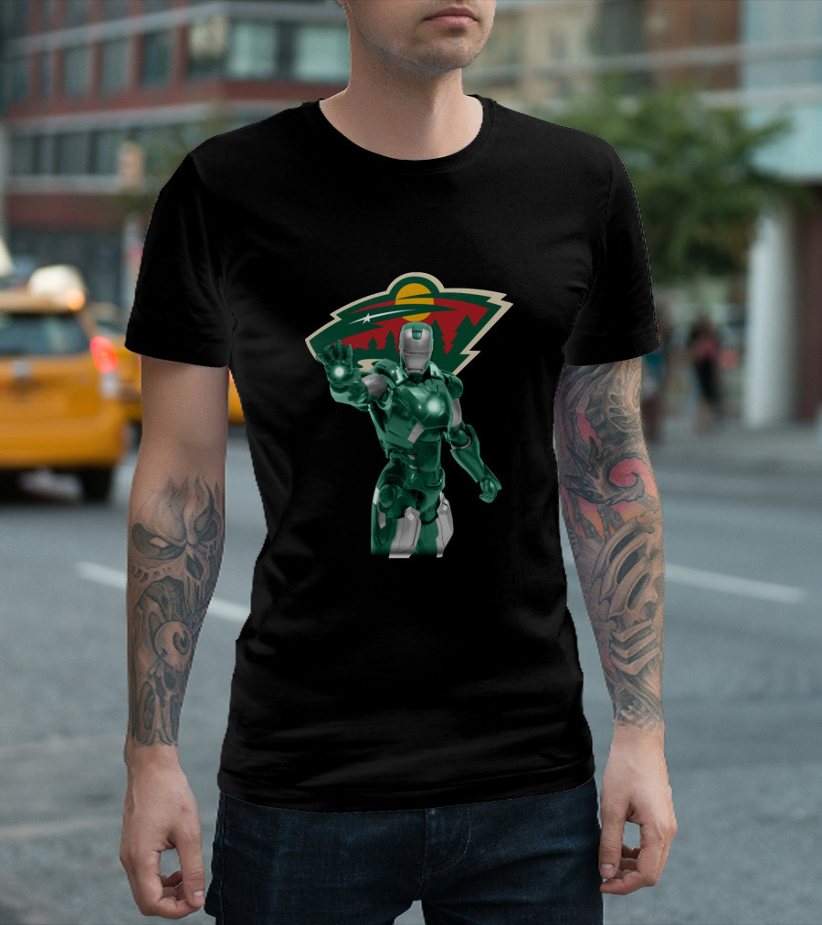 Minnesota Wild Iron Man Mashup Hockey Marvel Crossover T-Shirt