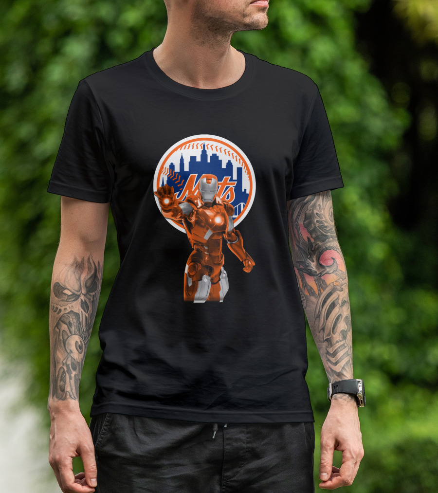 Iron Man Crossover With New York Mets Iconic Team And Hero Fusion T-Shirt