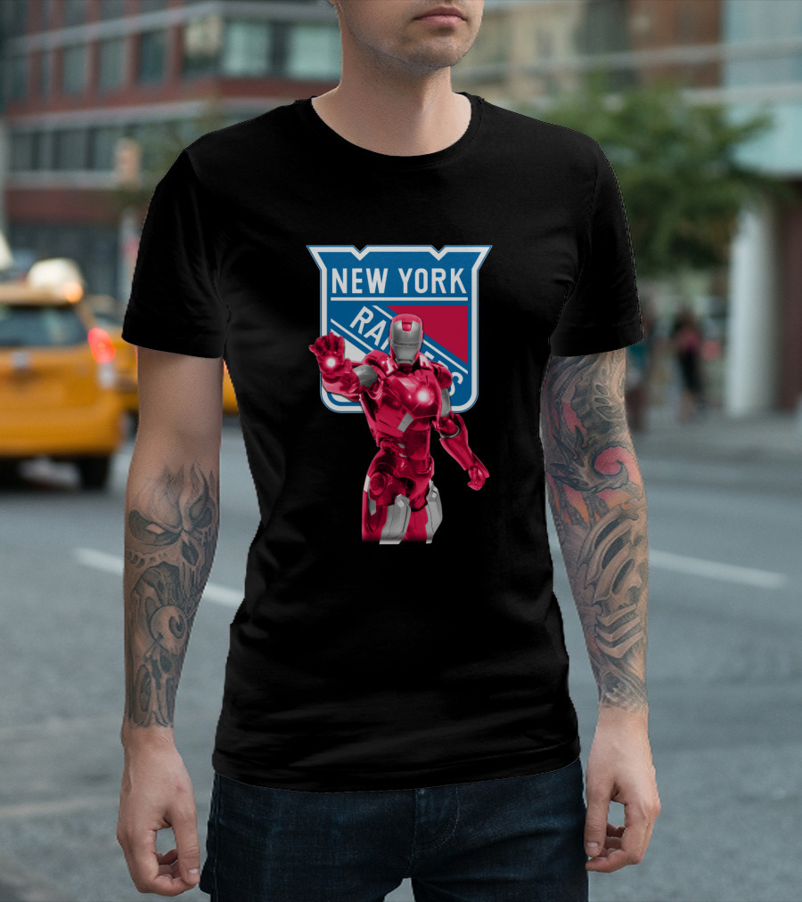 Iron Man Marvel New York Rangers Crossover With Iconic Hockey T-Shirt