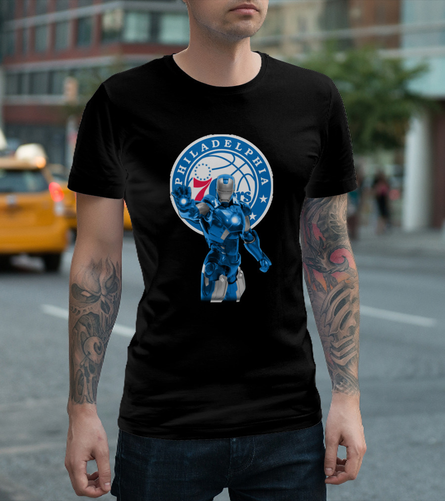 Iron Man Philadelphia 76ers Basketball Crossover Fans T-Shirt