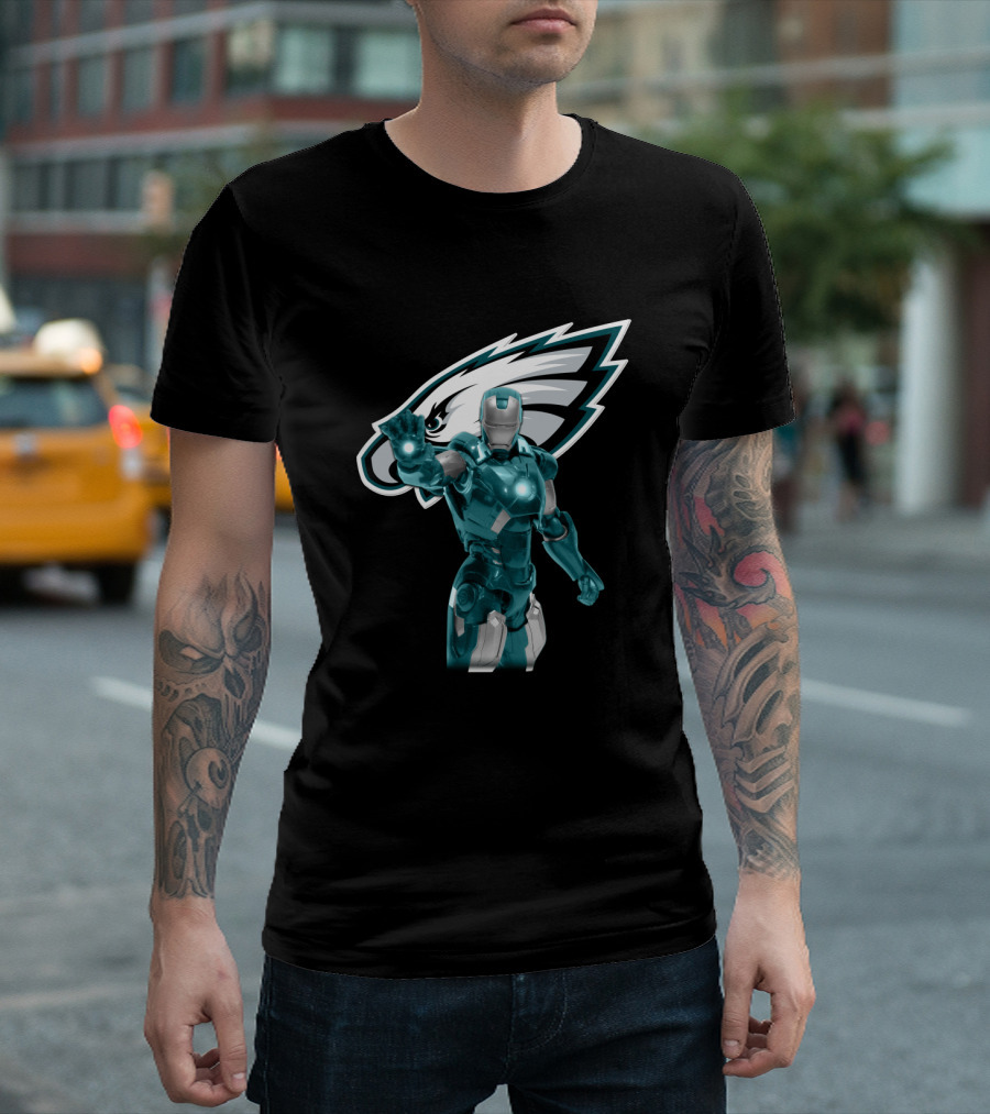 Iron Man Philadelphia Eagles Fans Marvel Team Crossover T-Shirt