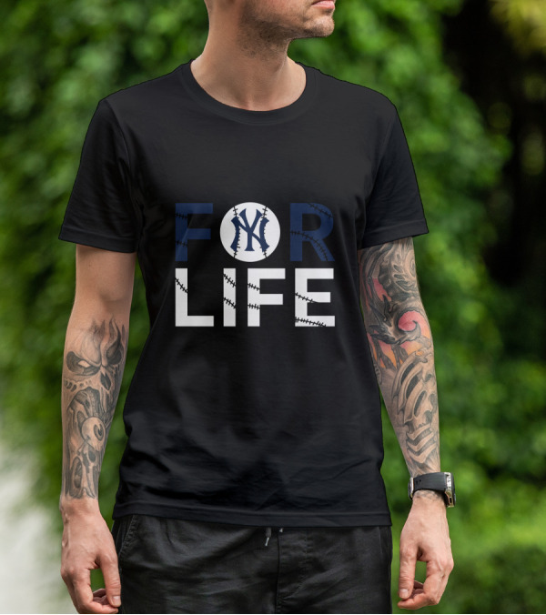 New York Yankees Iconic Logo Baseball Stitching For Life T-Shirt