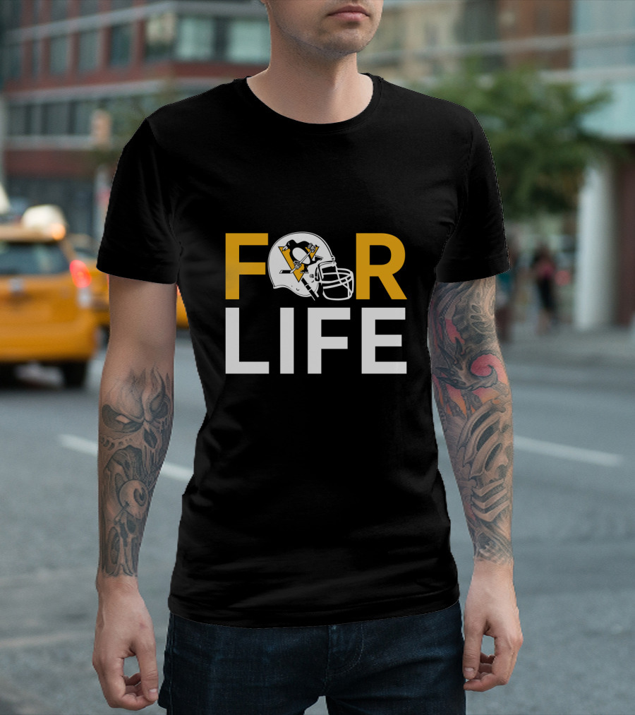 Pittsburgh Penguins For Life Hockey Helmet Logo T-Shirt