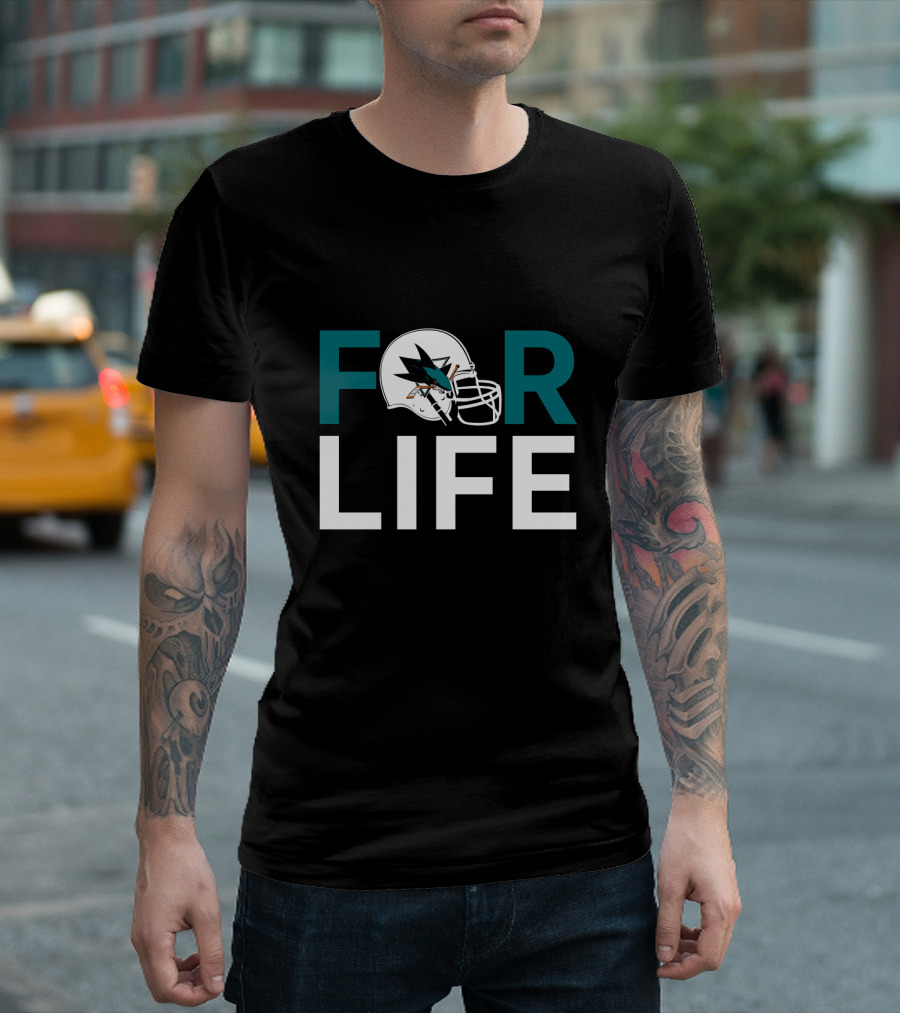 San Jose Sharks Logo Helmet For Life T-Shirt