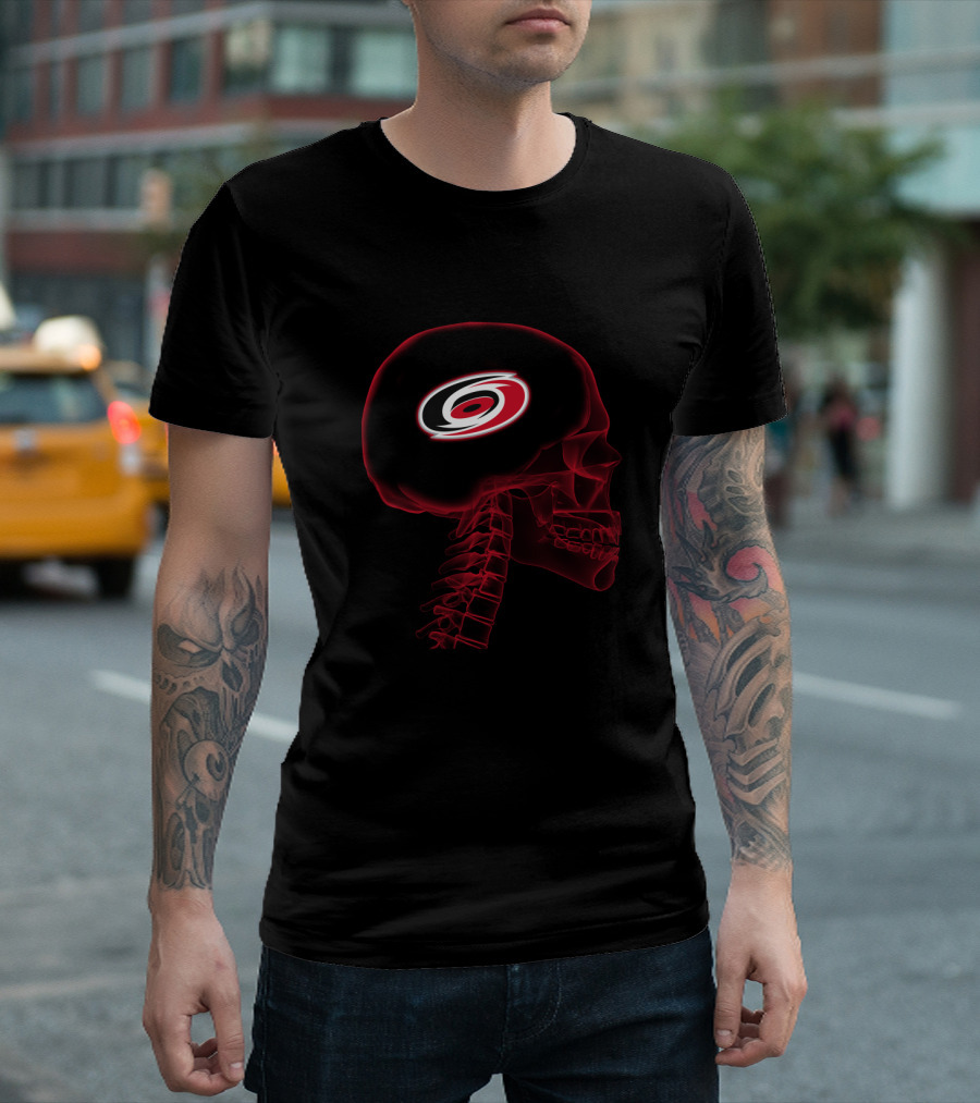 Carolina Hurricanes Logo In Brain Halloween Skull T-Shirt