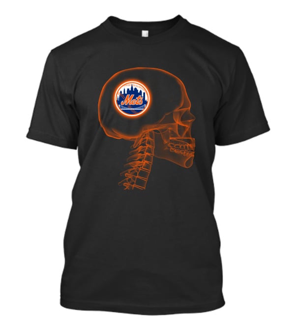 New York Mets Halloween Skull Brain Logo For Fans T-Shirt
