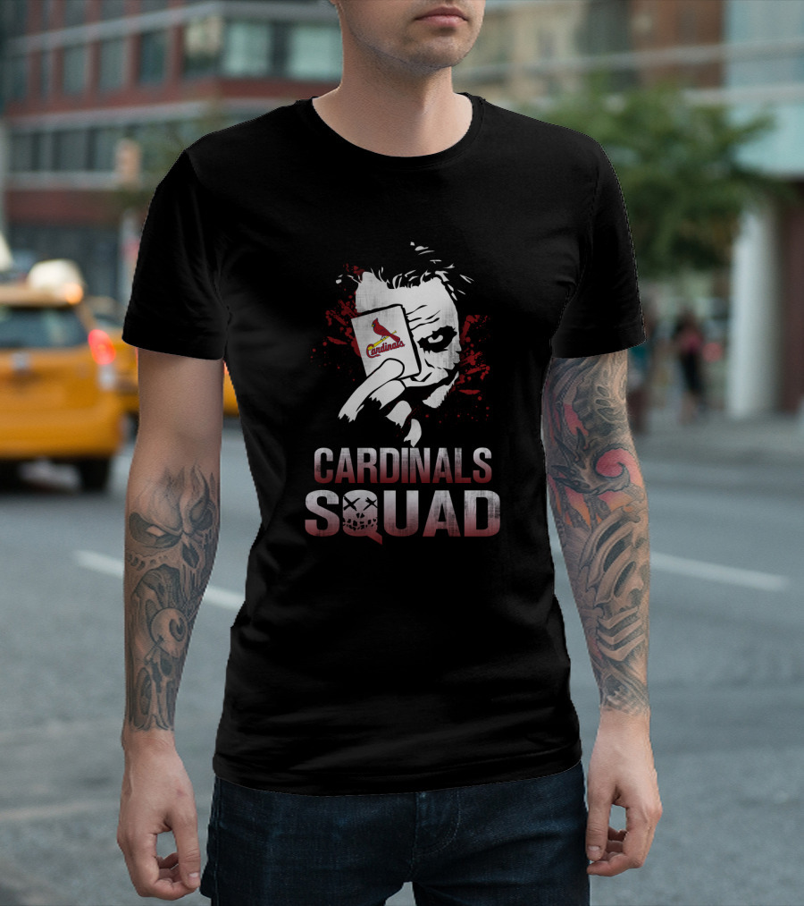 Cardinals Squad Joker Holding St. Louis Cardinals Logo Card T-Shirt