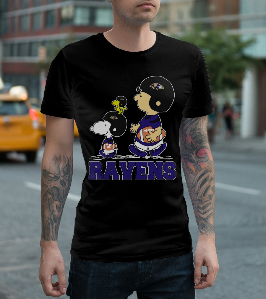 Snoopy And Friends Ravens Football Baltimore Fans T-Shirt