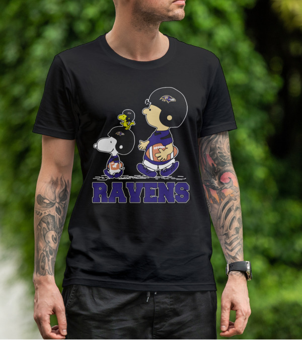Snoopy And Friends Ravens Football Baltimore Fans T-Shirt