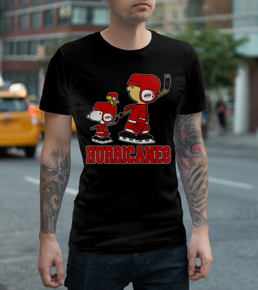 Snoopy Hockey With Carolina Hurricanes Mascot T-Shirt