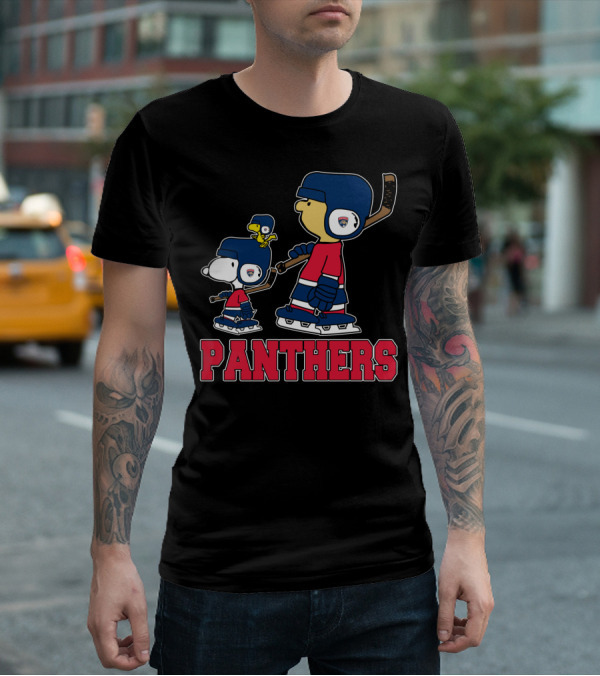 Snoopy And Friends Supporting Florida Panthers Hockey Fans T-Shirt