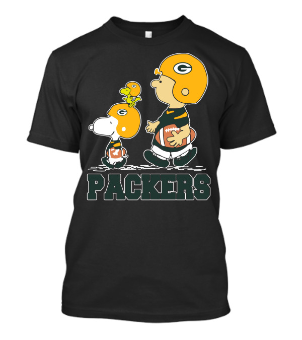 Snoopy Packers Fans Football With Woodstock And Charlie Brown T-Shirt