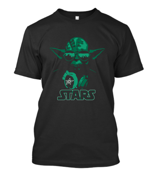 Yoda Star Wars Dallas Stars Fans Wearing Headphones T-Shirt
