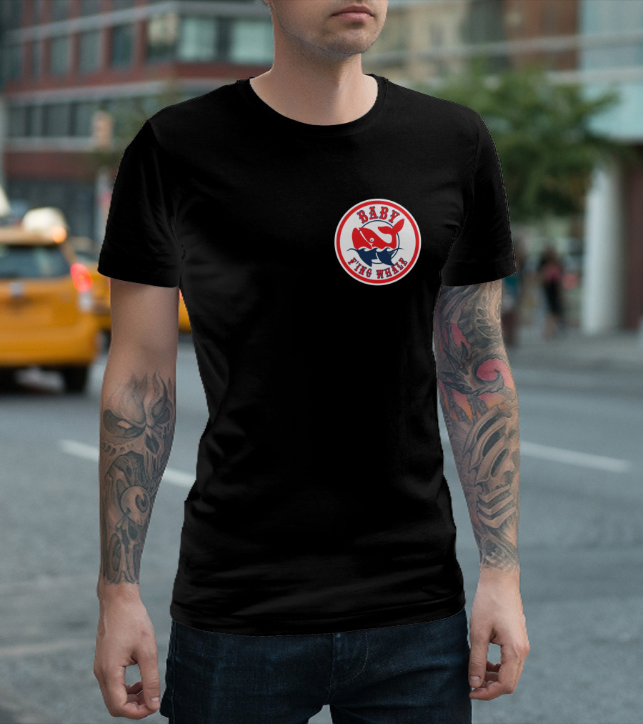 BABY FING WHALE Red Blue Whale Emblem T-Shirt