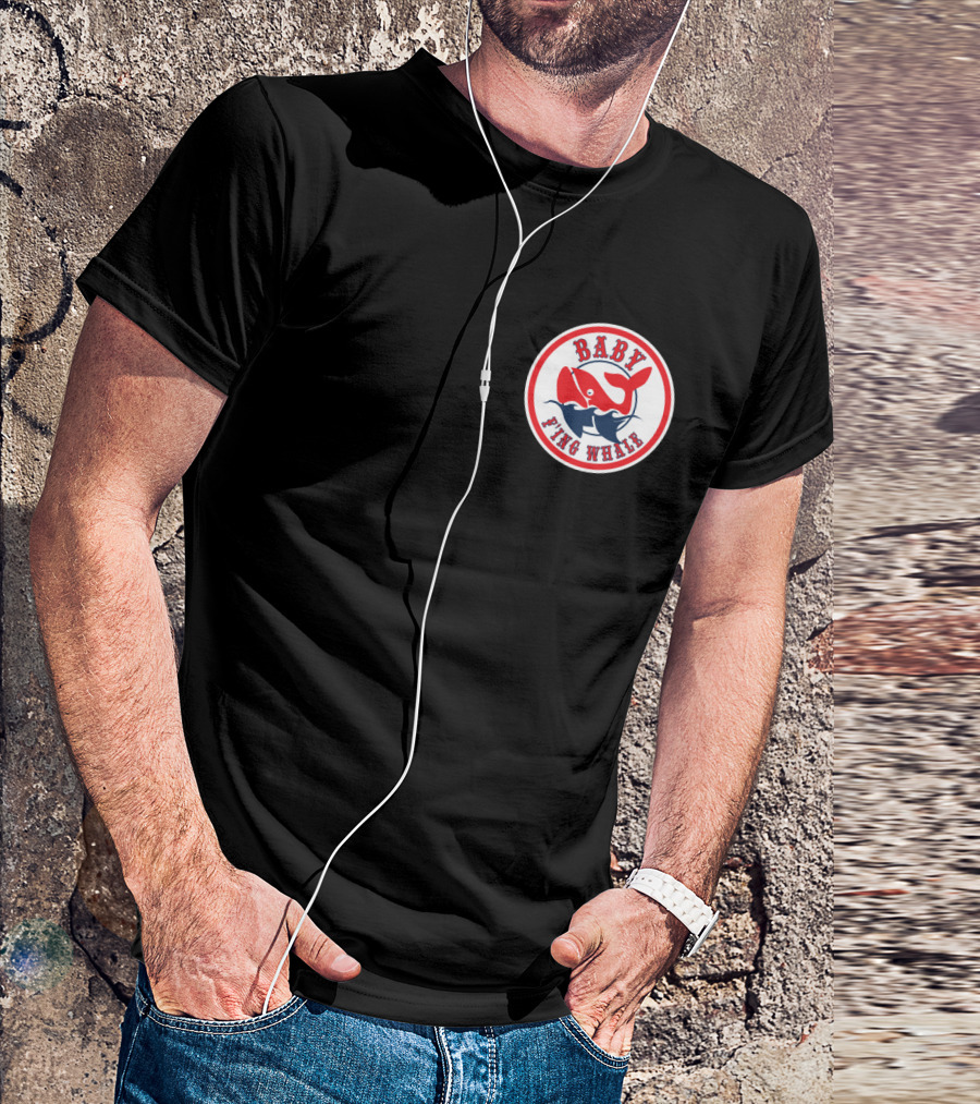BABY FING WHALE Red Blue Whale Emblem T-Shirt