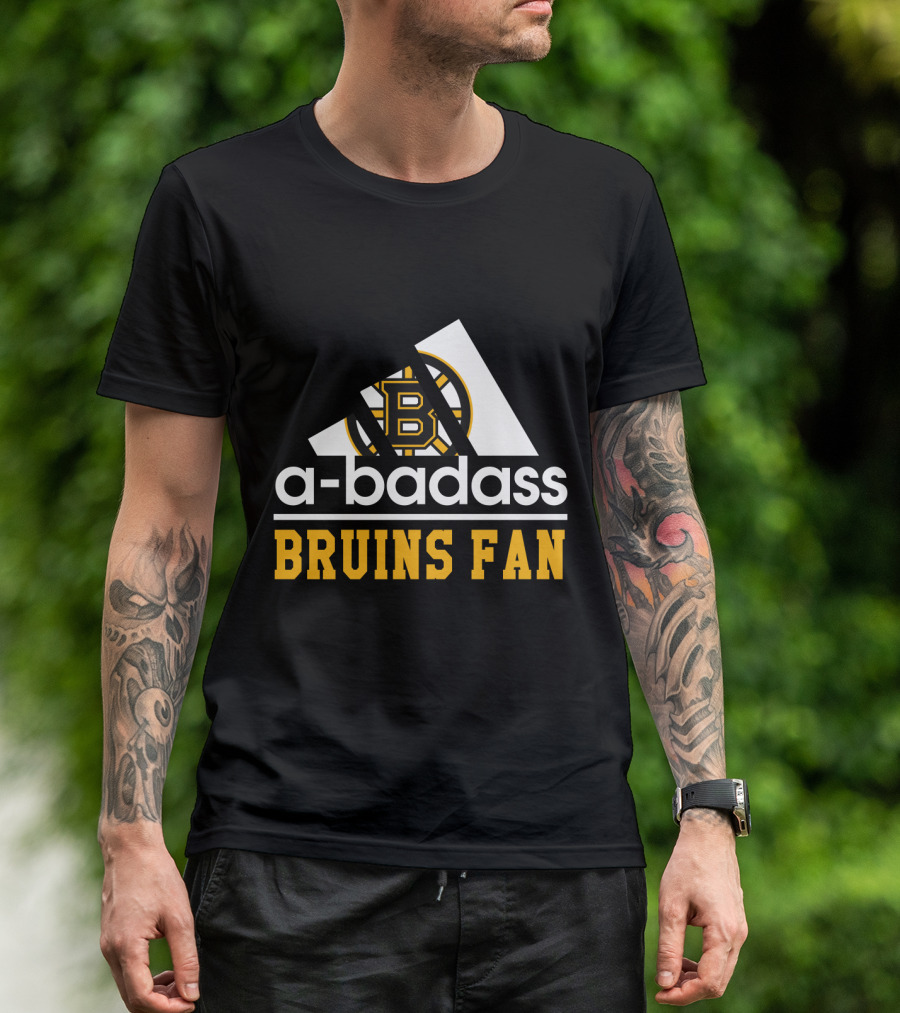 Boston Bruins Fan A-Badass Logo Black And Gold T-Shirt
