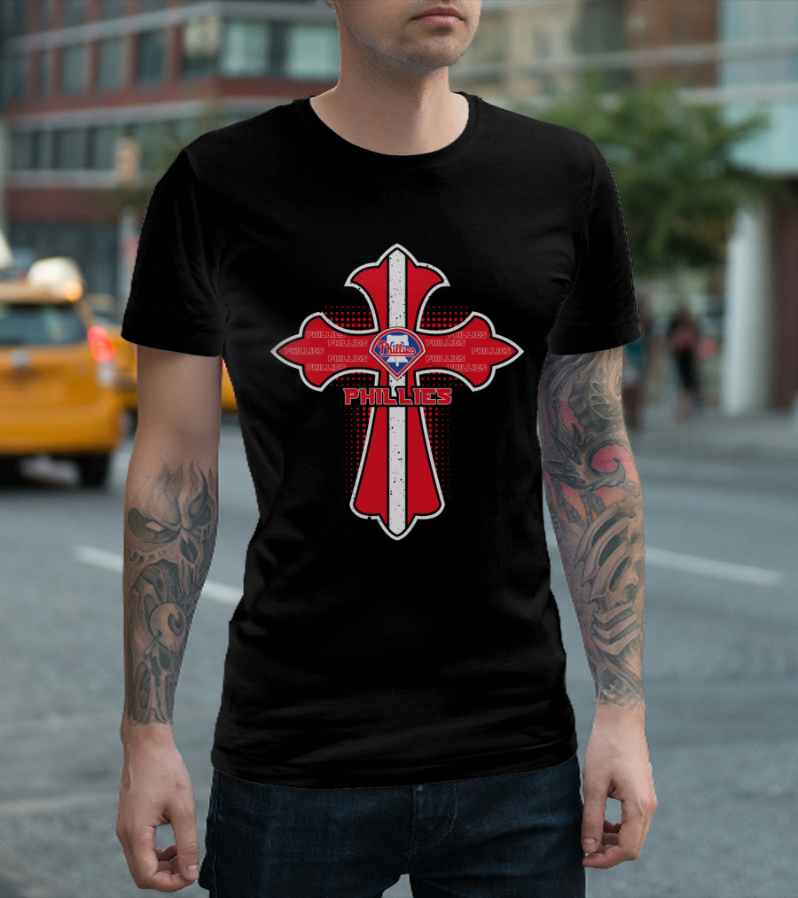 Philadelphia Phillies Red Cross Logo With White Stripe T-Shirt