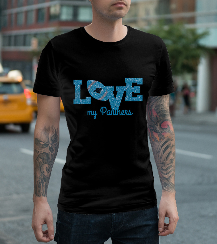 Sparkling Love My Panthers Football Fans T-Shirt