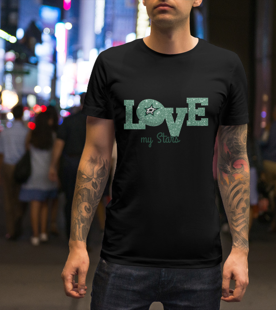 Love My Stars Glitter Dallas Fans Sparkle T-Shirt