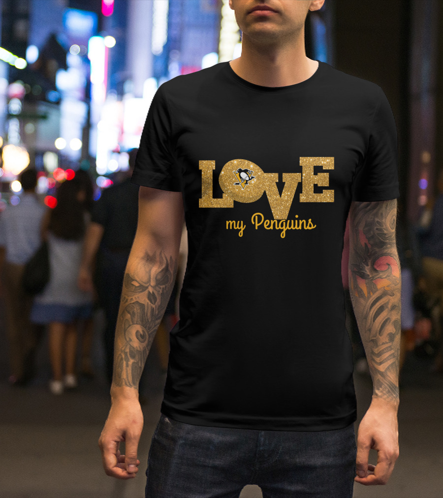 Love My Penguins Glitter Pittsburgh Fans Graphics T-Shirt