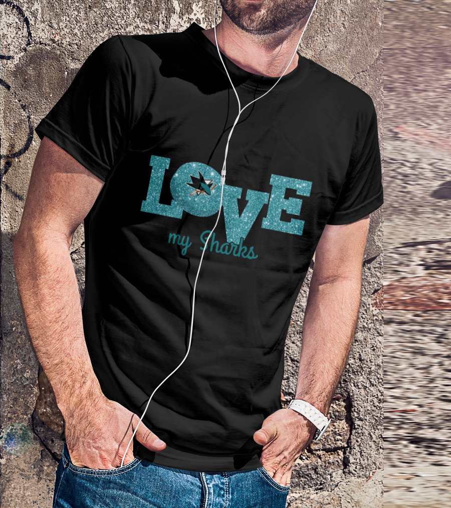 Sparkling Love My Sharks San Jose Enthusiasts T-Shirt
