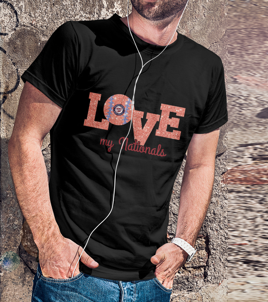 Glitter Love My Nationals Washington Fans Design Featuring W T-Shirt