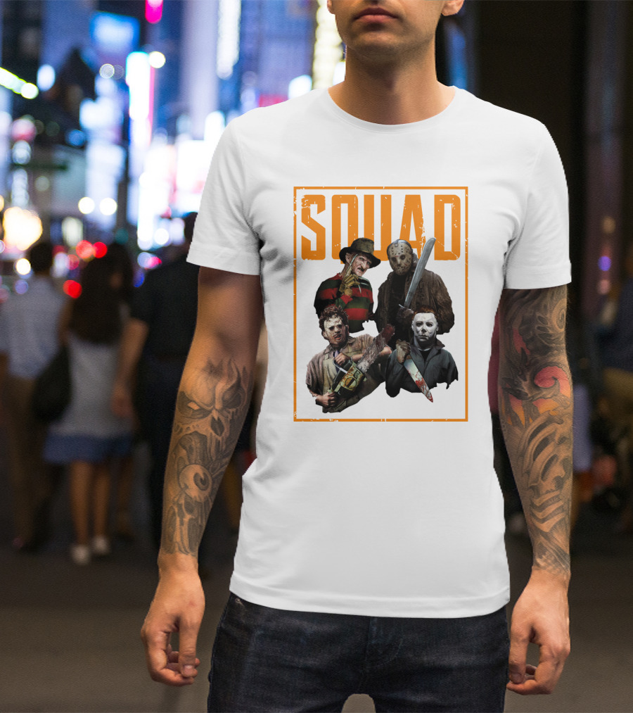 Squad Featuring Iconic Horror Characters In T-Shirt