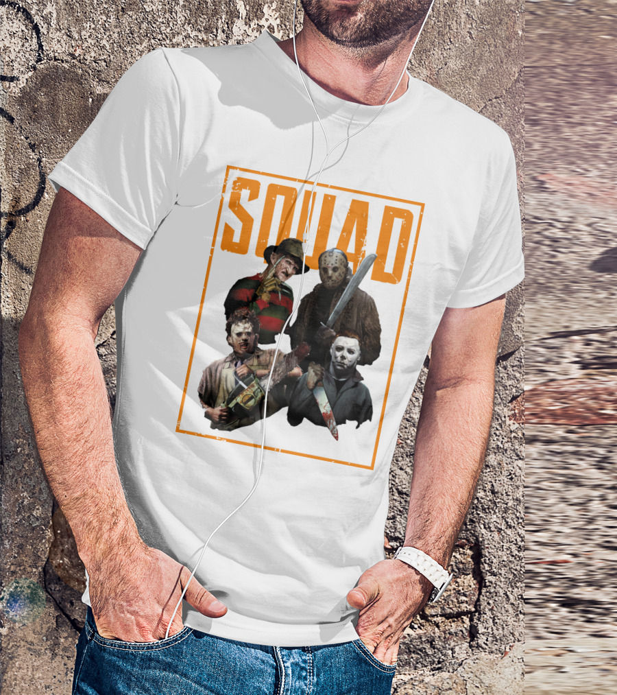 Squad Featuring Iconic Horror Characters In T-Shirt