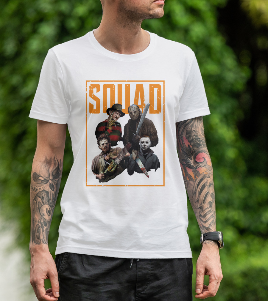 Squad Featuring Iconic Horror Characters In T-Shirt