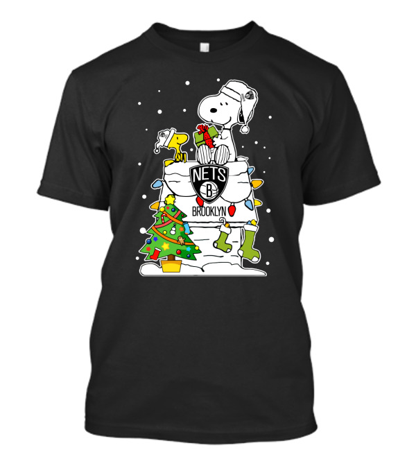 Brooklyn Nets Snoopy Christmas Peanuts Basketball Fan T-Shirt
