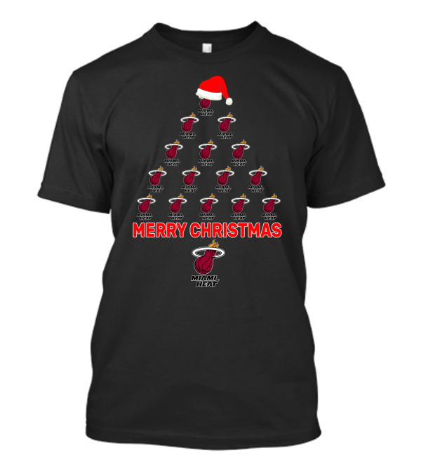 Merry Christmas Miami Heat Basketball Santa Tree T-Shirt