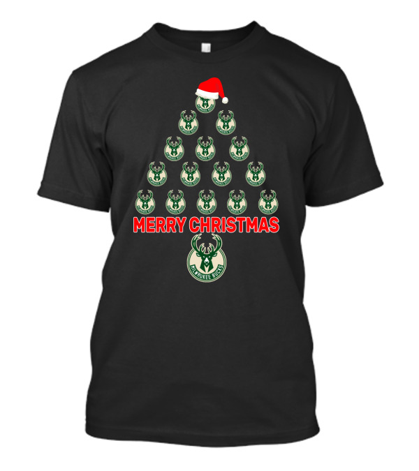 Merry Christmas Milwaukee Bucks Christmas Tree T-Shirt