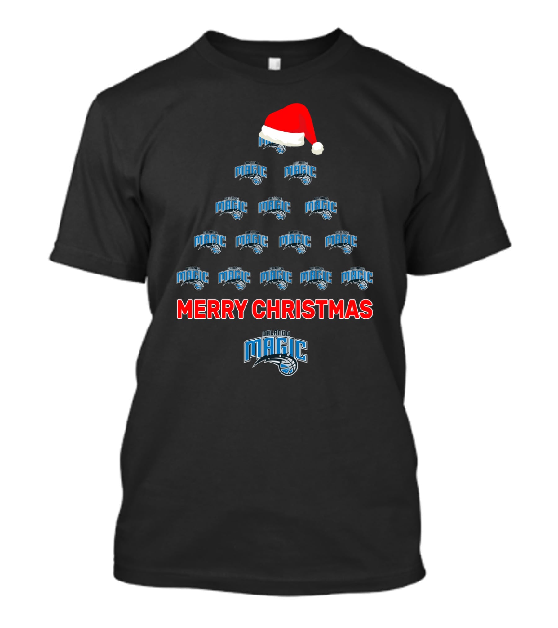 Merry Christmas Orlando Magic Tree Santa Hat T-Shirt