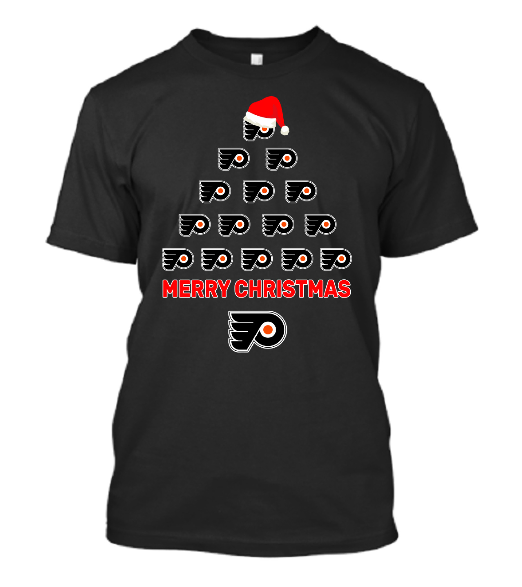 Merry Christmas Philadelphia Flyers Logo Tree Santa Hat T-Shirt