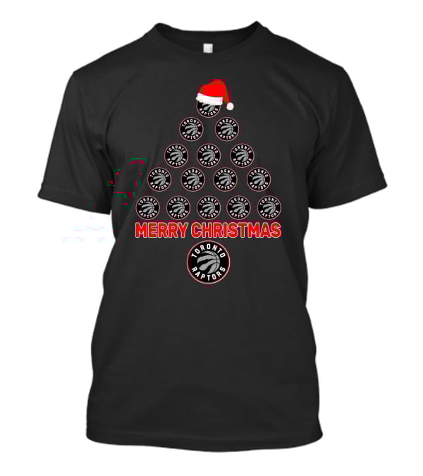 Merry Christmas Toronto Raptors Fans Tree With Santa Hat T-Shirt