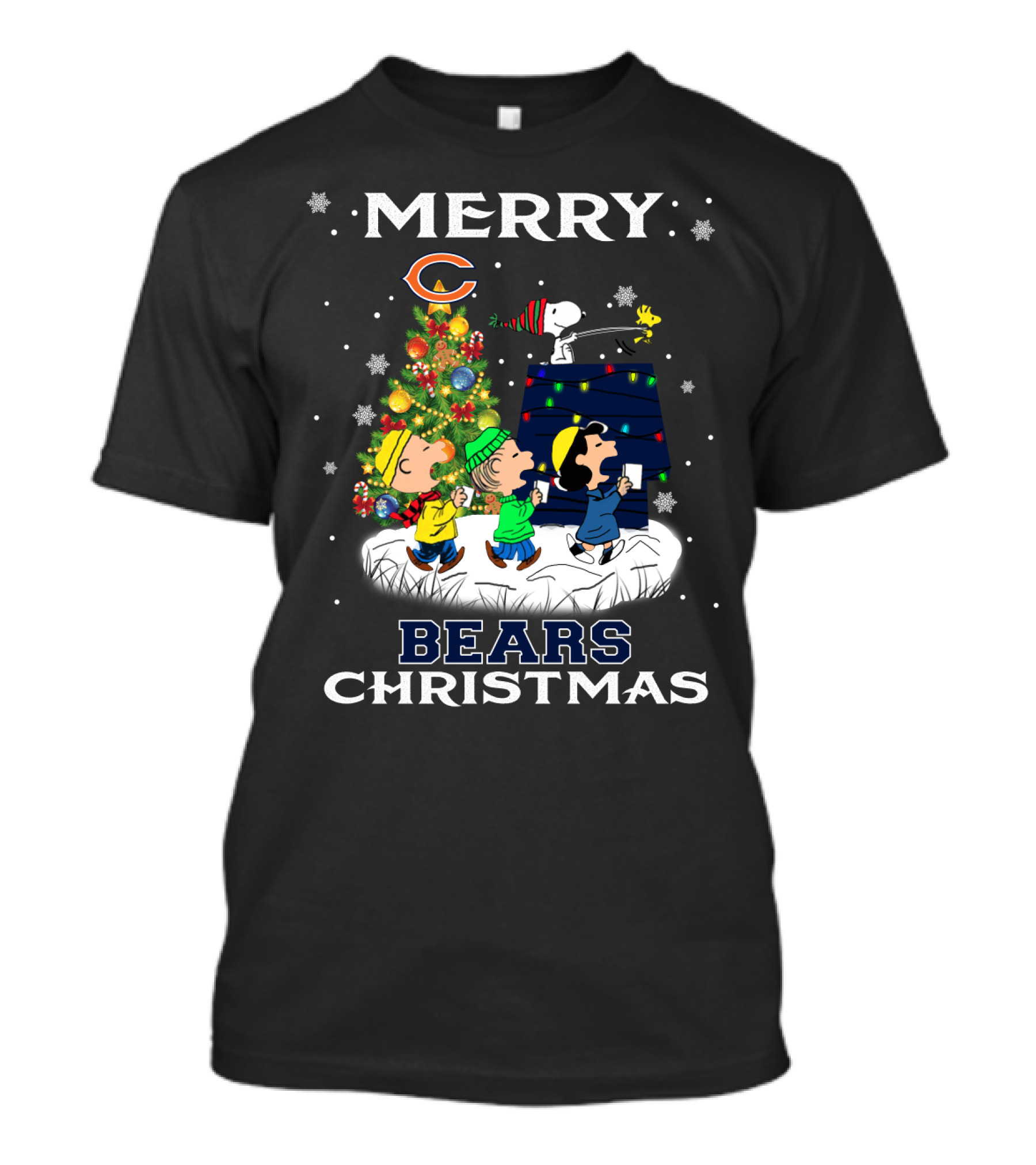 Merry Chicago Bears Christmas Snoopy And Friends Holiday Celebration T-Shirt
