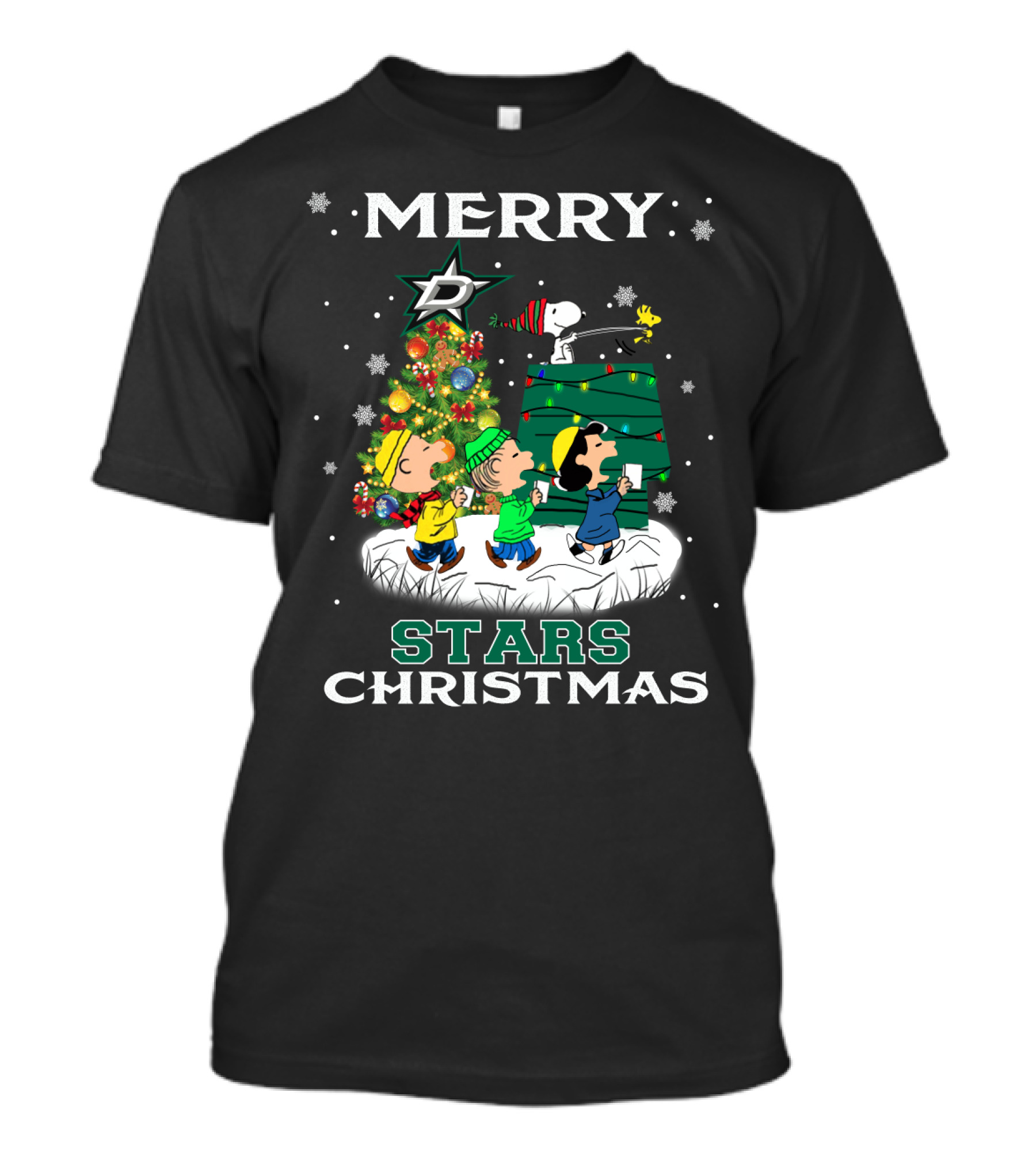 Merry Stars Christmas With Snoopy And Dallas Fans T-Shirt