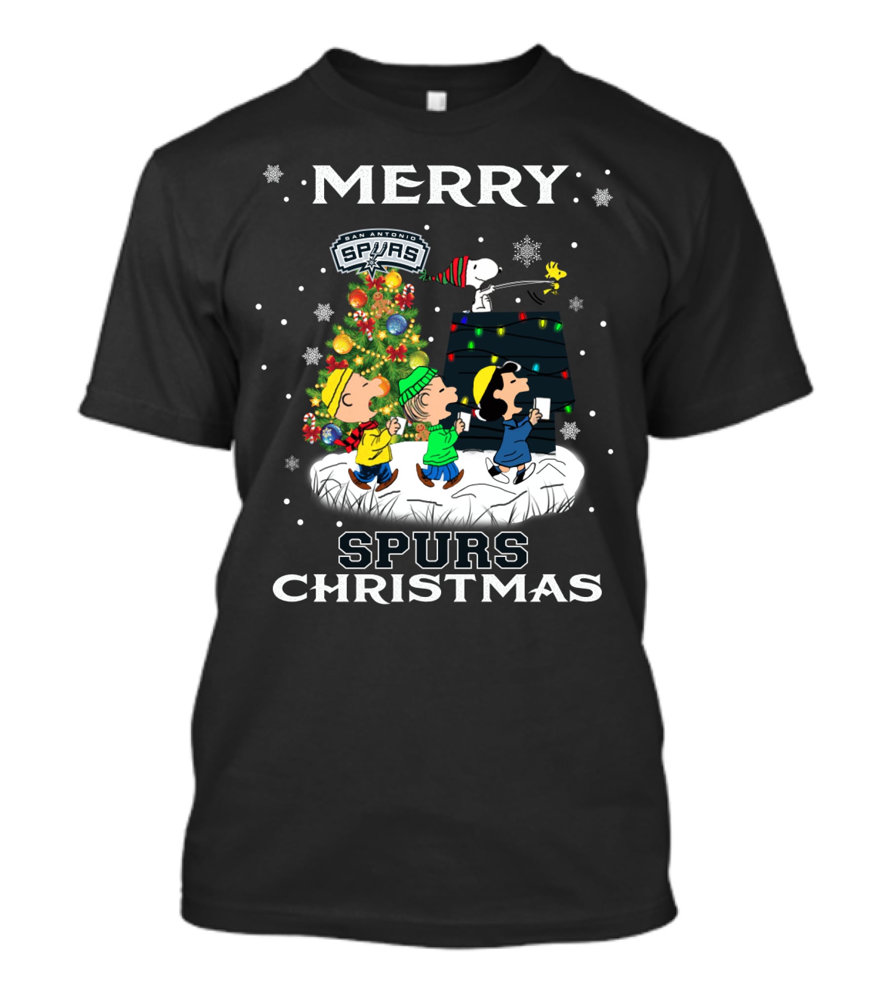 Merry San Antonio Spurs Christmas Snoopy And Peanuts Caroling T-Shirt