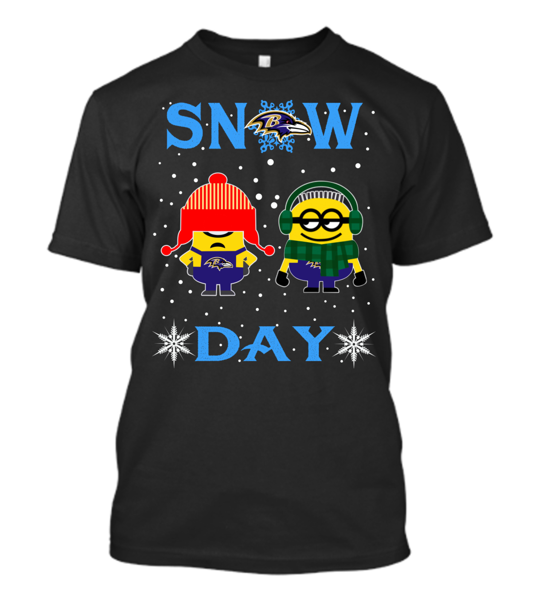 Snow Day Baltimore Ravens Minion Fans Winter Fun T-Shirt