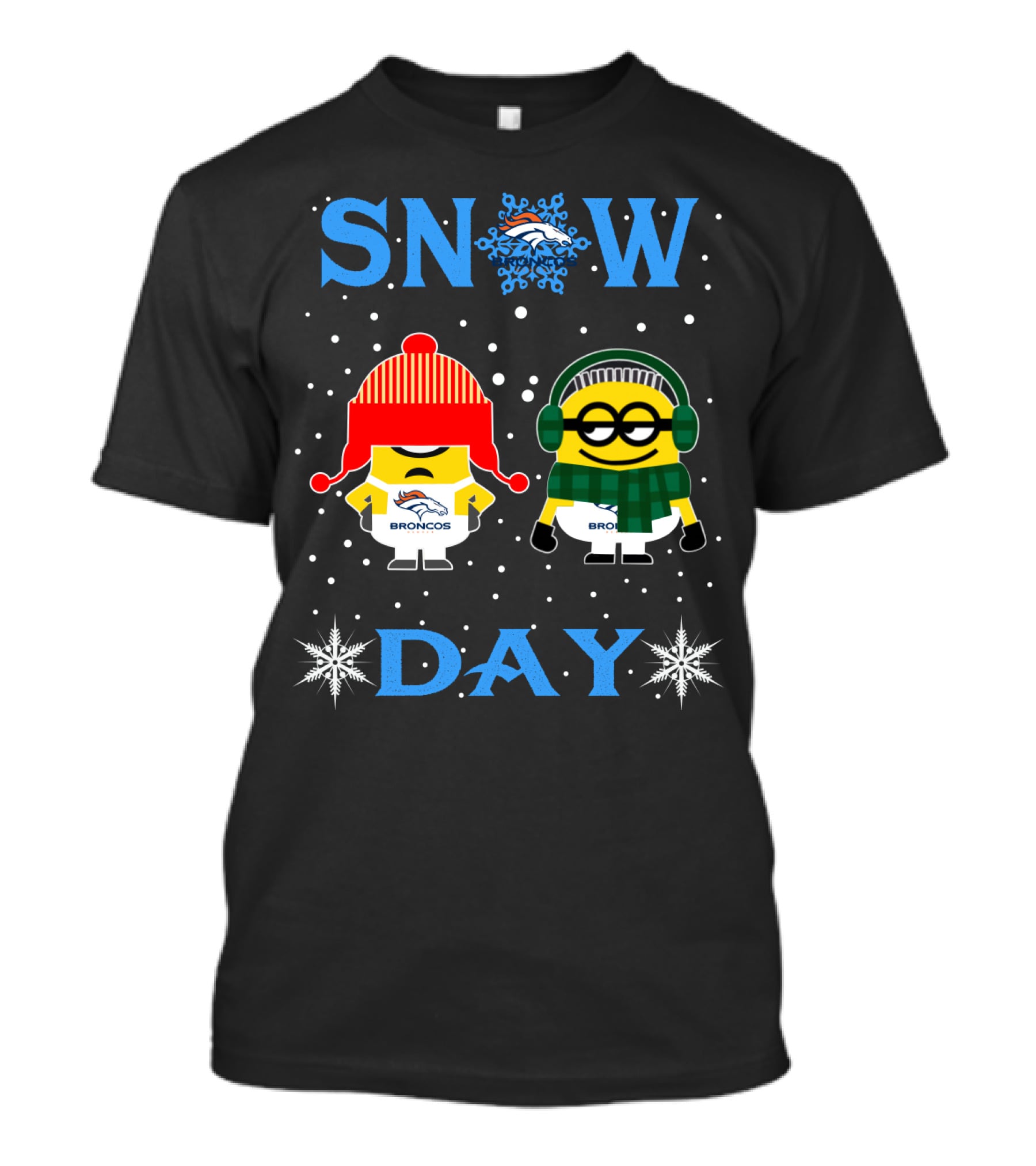 Denver Broncos Snow Day Minion Fans Winter Fun T-Shirt