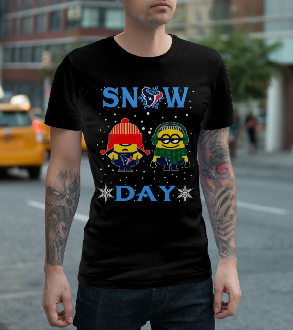 Snow Day Houston Texans Minion Fans Winter Style T-Shirt