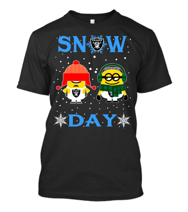 Snow Day Minions In Raiders Gear T-Shirt