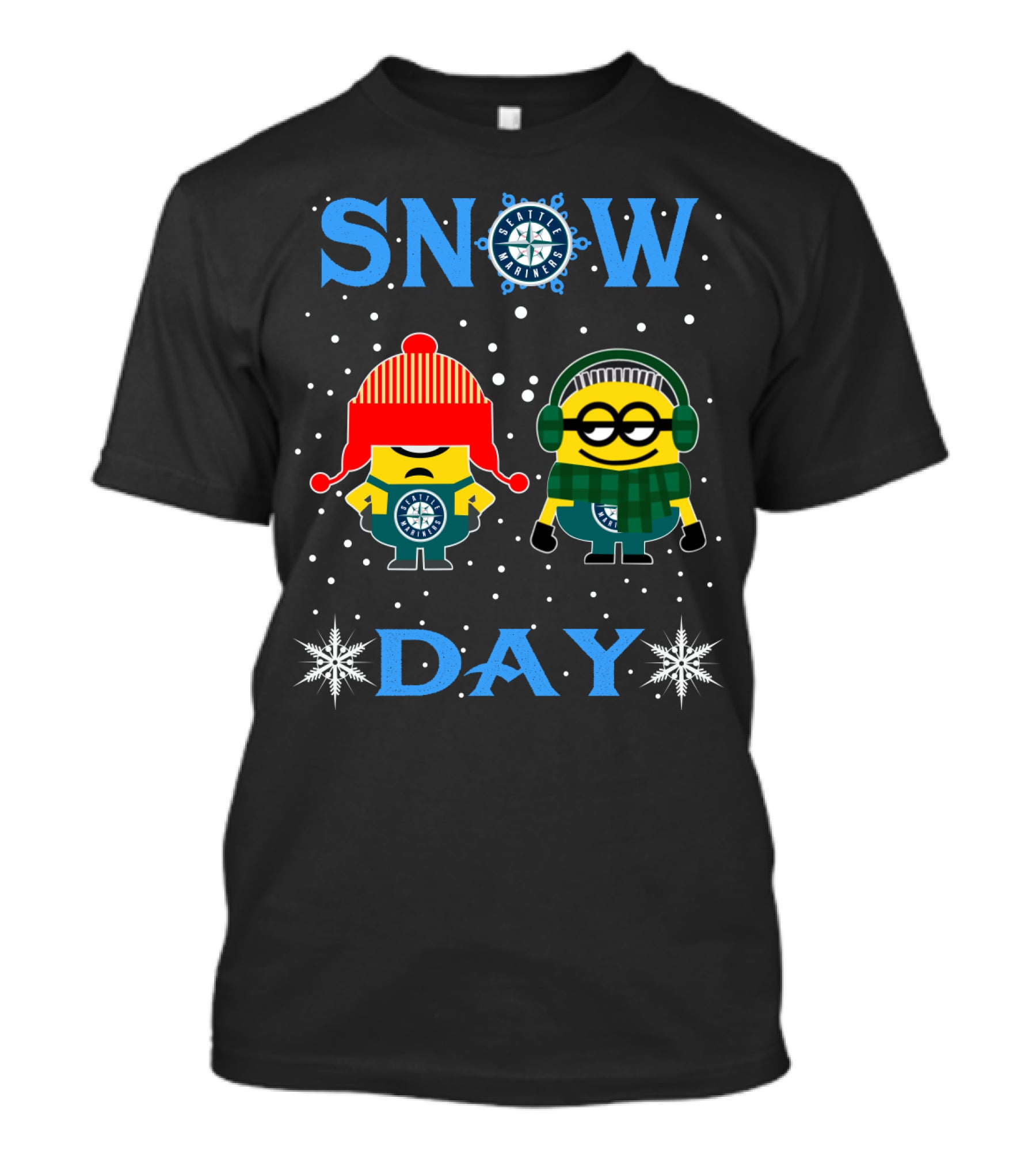 Snow Day Seattle Mariners Minion Fans Winter Theme T-Shirt