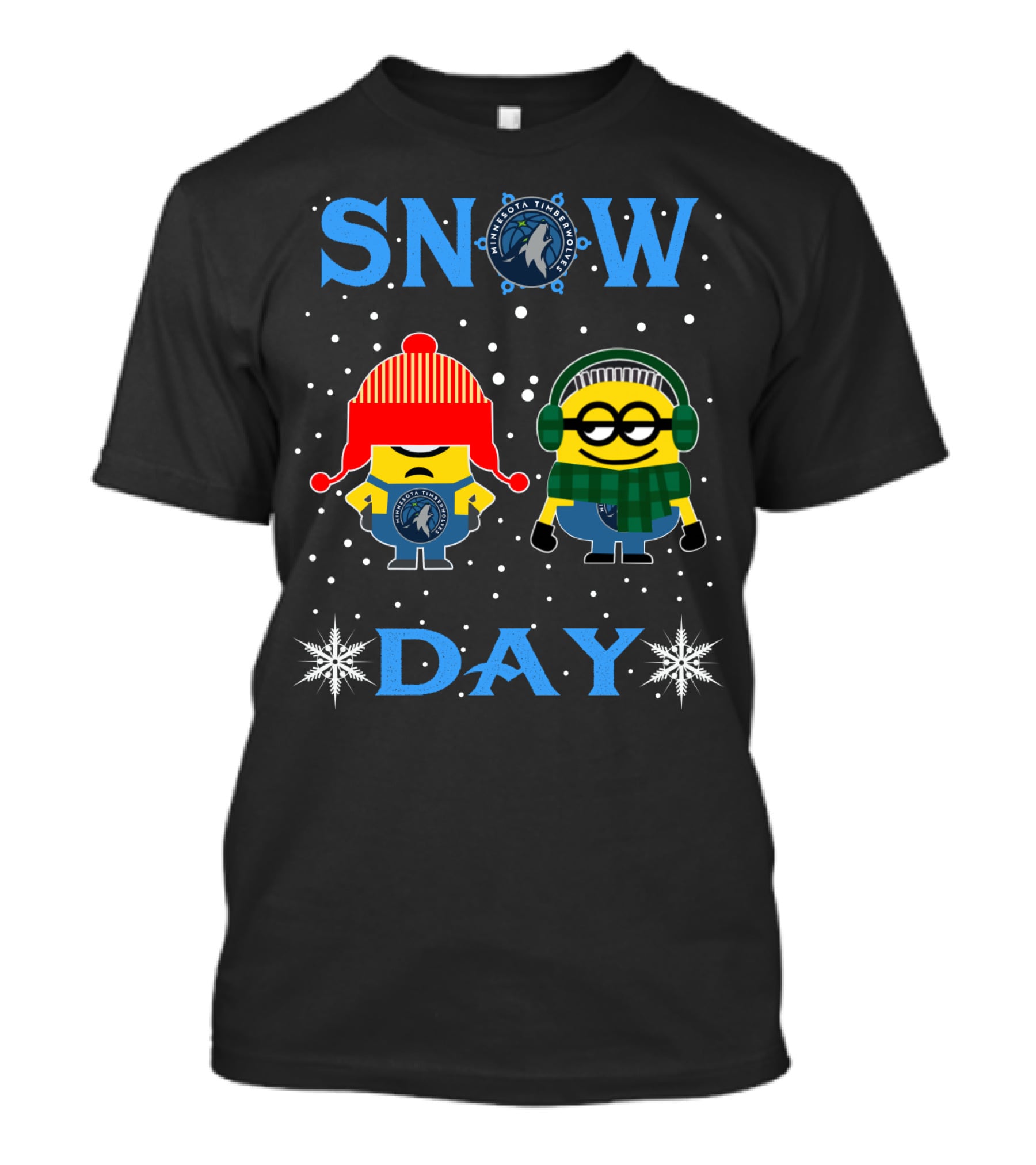 Minnesota Timberwolves Snow Day Vs Minion Winter Fun T-Shirt