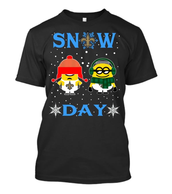 Snow Day With New Orleans Saints Minions In Winter Gear T-Shirt