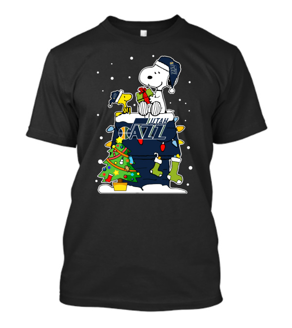 Snoopy And Friends Celebrating Christmas With Utah Jazz Spirit T-Shirt