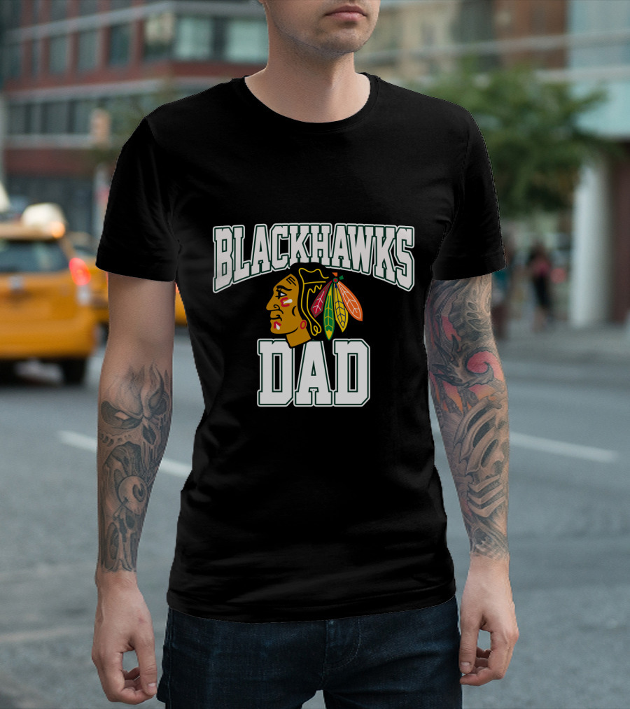 Chicago Blackhawks Dad Hockey Fan T-Shirt