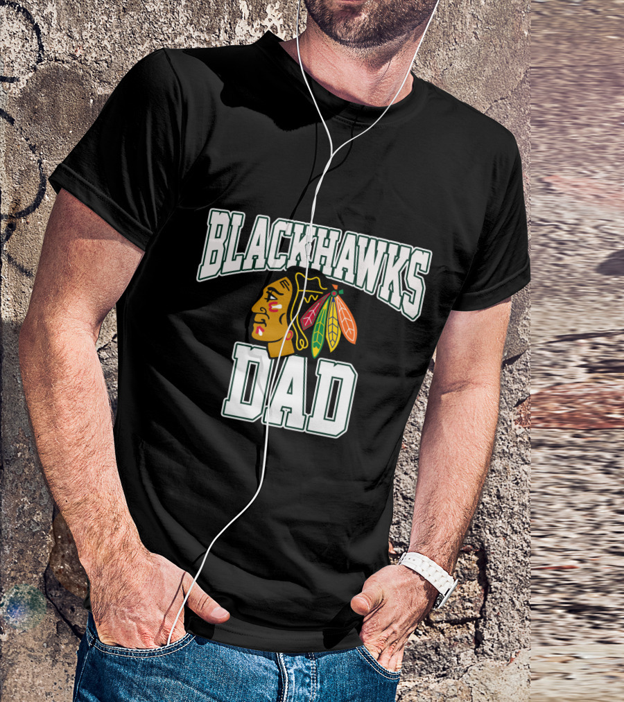 Chicago Blackhawks Dad Hockey Fan T-Shirt