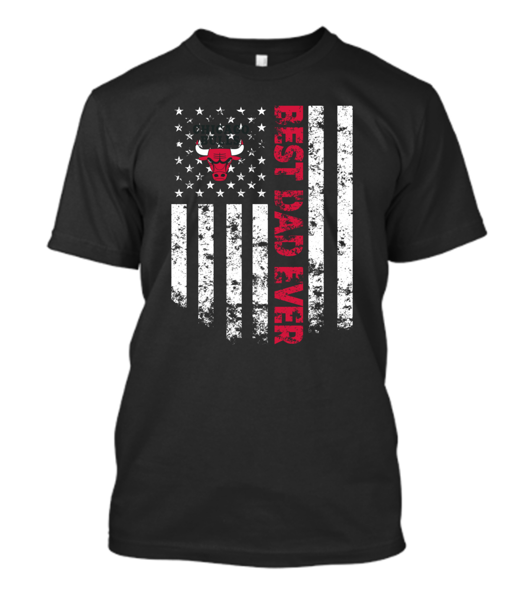 Best Dad Ever Chicago Bulls Flag Stars Stripes T-Shirt